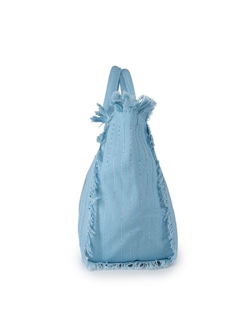 Borsa Vanity Stripes in cotone con strass a righe Mc2 Saint Barth | VANITY06734H STRASS STRIPES 31 SILVE